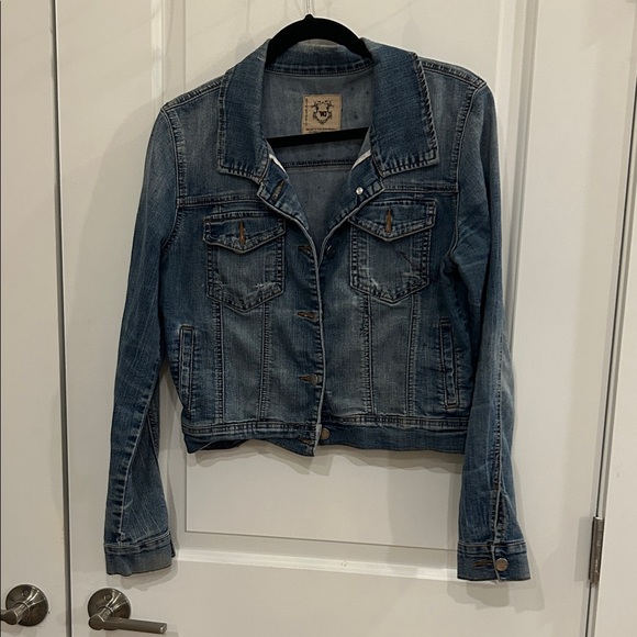 Wax Jean Jackets & Blazers - Upcycle Ready Distressed Denim Jacket - Blue